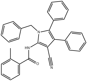 N-(1-BENZYL-3-CYANO-4,5-DIPHENYL-1H-PYRROL-2-YL)-2-METHYLBENZENECARBOXAMIDE Struktur