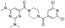 1-[(2,6-BIS(DIMETHYLAMINO)PYRIMIDIN-4-YL)CARBONYL]-4-[(2,6-DICHLOROPYRIDIN-4-YL)CARBONYL]PIPERAZINE Struktur