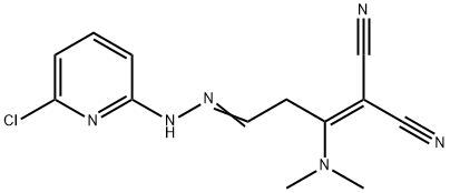 2-[3-[2-(6-CHLORO-2-PYRIDINYL)HYDRAZONO]-1-(DIMETHYLAMINO)PROPYLIDENE]MALONONITRILE Struktur