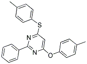 4-(4-METHYLPHENOXY)-6-[(4-METHYLPHENYL)SULFANYL]-2-PHENYLPYRIMIDINE Struktur