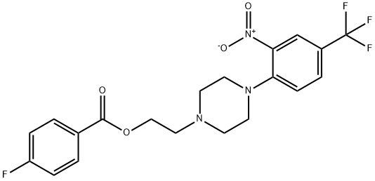 2-(4-[2-NITRO-4-(TRIFLUOROMETHYL)PHENYL]PIPERAZINO)ETHYL 4-FLUOROBENZENECARBOXYLATE Struktur