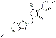 1-(3,4-DIMETHYLPHENYL)-3-[(6-ETHOXY-1,3-BENZOTHIAZOL-2-YL)THIO]PYRROLIDINE-2,5-DIONE Struktur