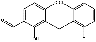 3-(2-CHLORO-6-FLUOROBENZYL)-2,4-DIHYDROXYBENZENECARBALDEHYDE Struktur