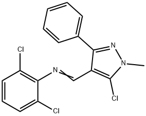 2,6-DICHLORO-N-[(5-CHLORO-1-METHYL-3-PHENYL-1H-PYRAZOL-4-YL)METHYLENE]ANILINE Struktur