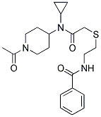 N-[2-((1-ACETYLPIPERIDIN-4-YL)CYCLOPROPYLAMINOACETYLTHIO)ETHYL]BENZAMIDE Struktur