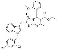 (Z)-ETHYL 2-((1-(2,4-DICHLOROBENZYL)-1H-INDOL-3-YL)METHYLENE)-5-(2-METHOXYPHENYL)-7-METHYL-3-OXO-3,5-DIHYDRO-2H-THIAZOLO[3,2-A]PYRIMIDINE-6-CARBOXYLATE Struktur