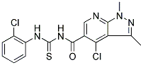 N-[(4-CHLORO-1,3-DIMETHYL-1H-PYRAZOLO[3,4-B]PYRIDIN-5-YL)CARBONYL]-N'-(2-CHLOROPHENYL)THIOUREA Struktur