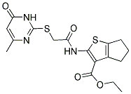 ETHYL 2-({[(4-METHYL-6-OXO-1,6-DIHYDROPYRIMIDIN-2-YL)THIO]ACETYL}AMINO)-5,6-DIHYDRO-4H-CYCLOPENTA[B]THIOPHENE-3-CARBOXYLATE Struktur