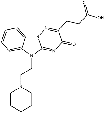 3-[3-OXO-5-(2-PIPERIDIN-1-YLETHYL)-3,5-DIHYDRO[1,2,4]TRIAZINO[2,3-A]BENZIMIDAZOL-2-YL]PROPANOIC ACID Struktur