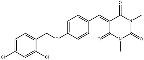 5-((4-[(2,4-DICHLOROBENZYL)OXY]PHENYL)METHYLENE)-1,3-DIMETHYL-2,4,6(1H,3H,5H)-PYRIMIDINETRIONE Struktur