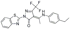 (4E)-2-(1,3-BENZOTHIAZOL-2-YL)-4-{1-[(4-ETHYLPHENYL)AMINO]ETHYLIDENE}-5-(TRIFLUOROMETHYL)-2,4-DIHYDRO-3H-PYRAZOL-3-ONE Struktur