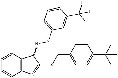 2-([4-(TERT-BUTYL)BENZYL]SULFANYL)-3H-INDOL-3-ONE N-[3-(TRIFLUOROMETHYL)PHENYL]HYDRAZONE Struktur