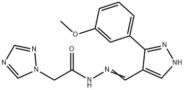 N'-((E)-[3-(3-METHOXYPHENYL)-1H-PYRAZOL-4-YL]METHYLIDENE)-2-(1H-1,2,4-TRIAZOL-1-YL)ACETOHYDRAZIDE Struktur