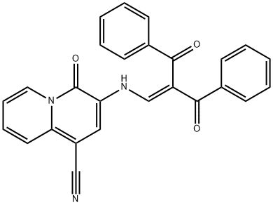 3-[(2-BENZOYL-3-OXO-3-PHENYL-1-PROPENYL)AMINO]-4-OXO-4H-QUINOLIZINE-1-CARBONITRILE Struktur