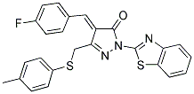 (4E)-2-(1,3-BENZOTHIAZOL-2-YL)-4-(4-FLUOROBENZYLIDENE)-5-{[(4-METHYLPHENYL)THIO]METHYL}-2,4-DIHYDRO-3H-PYRAZOL-3-ONE Struktur