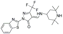 (E)-1-(BENZO[D]THIAZOL-2-YL)-4-((2,2,6,6-TETRAMETHYLPIPERIDIN-4-YLAMINO)METHYLENE)-3-(TRIFLUOROMETHYL)-1H-PYRAZOL-5(4H)-ONE Struktur