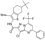 N-(6-TERT-BUTYL-3-CYANO-4,5,6,7-TETRAHYDROBENZO[B]THIOPHEN-2-YL)-3-CHLORO-5-PHENYL-7-(TRIFLUOROMETHYL)PYRAZOLO[1,5-A]PYRIMIDINE-2-CARBOXAMIDE Struktur