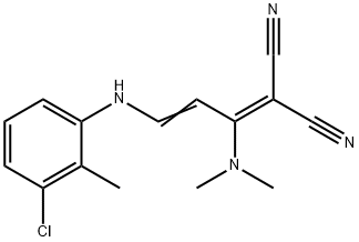 2-[3-(3-CHLORO-2-METHYLANILINO)-1-(DIMETHYLAMINO)-2-PROPENYLIDENE]MALONONITRILE Struktur