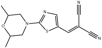 2-([2-(2,6-DIMETHYLMORPHOLINO)-1,3-THIAZOL-5-YL]METHYLENE)MALONONITRILE Struktur