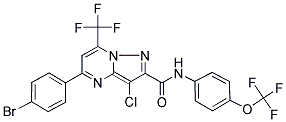 5-(4-BROMOPHENYL)-3-CHLORO-N-[4-(TRIFLUOROMETHOXY)PHENYL]-7-(TRIFLUOROMETHYL)PYRAZOLO[1,5-A]PYRIMIDINE-2-CARBOXAMIDE Struktur