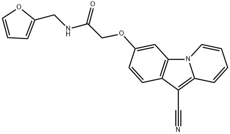 2-[(10-CYANOPYRIDO[1,2-A]INDOL-3-YL)OXY]-N-(2-FURYLMETHYL)ACETAMIDE Struktur