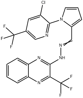 1-[3-CHLORO-5-(TRIFLUOROMETHYL)-2-PYRIDINYL]-1H-PYRROLE-2-CARBALDEHYDE N-[3-(TRIFLUOROMETHYL)-2-QUINOXALINYL]HYDRAZONE Struktur