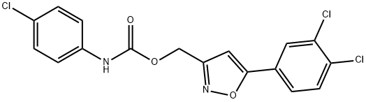 [5-(3,4-DICHLOROPHENYL)-3-ISOXAZOLYL]METHYL N-(4-CHLOROPHENYL)CARBAMATE Struktur