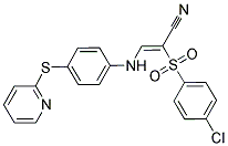 2-((4-CHLOROPHENYL)SULFONYL)-3-((4-(2-PYRIDYLTHIO)PHENYL)AMINO)PROP-2-ENENITRILE Struktur