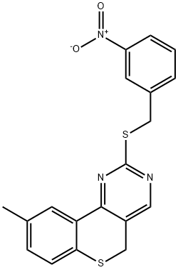 9-METHYL-2-[(3-NITROBENZYL)SULFANYL]-5H-THIOCHROMENO[4,3-D]PYRIMIDINE Struktur