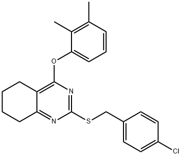 2-[(4-CHLOROBENZYL)SULFANYL]-4-(2,3-DIMETHYLPHENOXY)-5,6,7,8-TETRAHYDROQUINAZOLINE Struktur