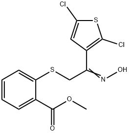 METHYL 2-([2-(2,5-DICHLORO-3-THIENYL)-2-(HYDROXYIMINO)ETHYL]SULFANYL)BENZENECARBOXYLATE Struktur