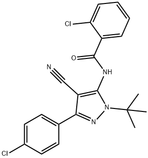 N-[1-(TERT-BUTYL)-3-(4-CHLOROPHENYL)-4-CYANO-1H-PYRAZOL-5-YL]-2-CHLOROBENZENECARBOXAMIDE Struktur