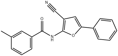 N-(3-CYANO-5-PHENYL-2-FURYL)-3-METHYLBENZENECARBOXAMIDE Struktur