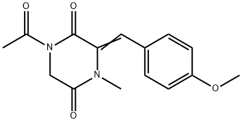 1-ACETYL-3-[(4-METHOXYPHENYL)METHYLENE]-4-METHYLTETRAHYDRO-2,5-PYRAZINEDIONE Struktur