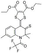 DIETHYL 2-(2,2,7-TRIMETHYL-3-THIOXO-1-(2,2,2-TRIFLUOROACETYL)-2,3-DIHYDROQUINOLIN-4(1H)-YLIDENE)-1,3-DITHIOLE-4,5-DICARBOXYLATE Struktur