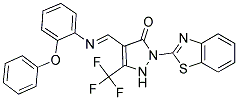 2-(1,3-BENZOTHIAZOL-2-YL)-4-{(E)-[(2-PHENOXYPHENYL)IMINO]METHYL}-5-(TRIFLUOROMETHYL)-1,2-DIHYDRO-3H-PYRAZOL-3-ONE Struktur