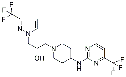 1-[3-(TRIFLUOROMETHYL)-1H-PYRAZOL-1-YL]-3-(4-([4-(TRIFLUOROMETHYL)PYRIMIDIN-2-YL]AMINO)PIPERIDINO)PROPAN-2-OL Struktur