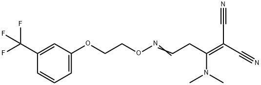 2-[1-(DIMETHYLAMINO)-3-((2-[3-(TRIFLUOROMETHYL)PHENOXY]ETHOXY)IMINO)PROPYLIDENE]MALONONITRILE Struktur