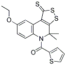 8-ETHOXY-4,4-DIMETHYL-5-(THIEN-2-YLCARBONYL)-4,5-DIHYDRO-1H-[1,2]DITHIOLO[3,4-C]QUINOLINE-1-THIONE Struktur