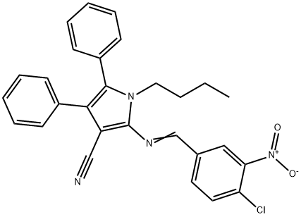 1-BUTYL-2-([(E)-(4-CHLORO-3-NITROPHENYL)METHYLIDENE]AMINO)-4,5-DIPHENYL-1H-PYRROLE-3-CARBONITRILE Struktur