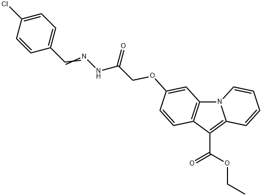 ETHYL 3-(2-(2-[(E)-(4-CHLOROPHENYL)METHYLIDENE]HYDRAZINO)-2-OXOETHOXY)PYRIDO[1,2-A]INDOLE-10-CARBOXYLATE Struktur