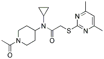 N-(1-ACETYLPIPERIDIN-4-YL)-N-CYCLOPROPYL-2-[(4,6-DIMETHYLPYRIMIDIN-2-YL)THIO]ACETAMIDE Struktur