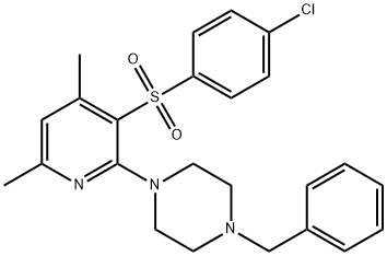 1-BENZYL-4-(3-[(4-CHLOROPHENYL)SULFONYL]-4,6-DIMETHYL-2-PYRIDINYL)PIPERAZINE Struktur