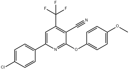 6-(4-CHLOROPHENYL)-2-(4-METHOXYPHENOXY)-4-(TRIFLUOROMETHYL)NICOTINONITRILE Struktur