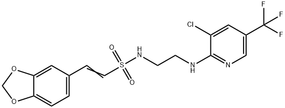 (E)-2-(1,3-BENZODIOXOL-5-YL)-N-(2-([3-CHLORO-5-(TRIFLUOROMETHYL)-2-PYRIDINYL]AMINO)ETHYL)-1-ETHENESULFONAMIDE Struktur