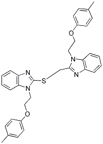 1-(2-(P-TOLYLOXY)ETHYL)-2-((1-(2-(P-TOLYLOXY)ETHYL)-1H-BENZO[D]IMIDAZOL-2-YL)METHYLTHIO)-1H-BENZO[D]IMIDAZOLE Struktur