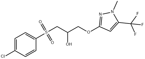 1-[(4-CHLOROPHENYL)SULFONYL]-3-([1-METHYL-5-(TRIFLUOROMETHYL)-1H-PYRAZOL-3-YL]OXY)-2-PROPANOL Struktur