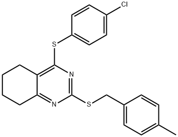 4-CHLOROPHENYL 2-[(4-METHYLBENZYL)SULFANYL]-5,6,7,8-TETRAHYDRO-4-QUINAZOLINYL SULFIDE Struktur