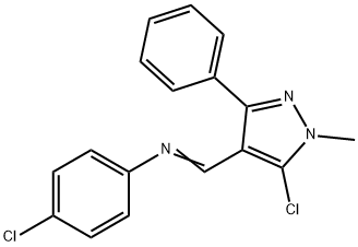 4-CHLORO-N-[(5-CHLORO-1-METHYL-3-PHENYL-1H-PYRAZOL-4-YL)METHYLENE]ANILINE Struktur