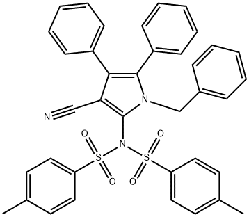 N-(1-BENZYL-3-CYANO-4,5-DIPHENYL-1H-PYRROL-2-YL)-4-METHYL-N-[(4-METHYLPHENYL)SULFONYL]BENZENESULFONAMIDE Struktur